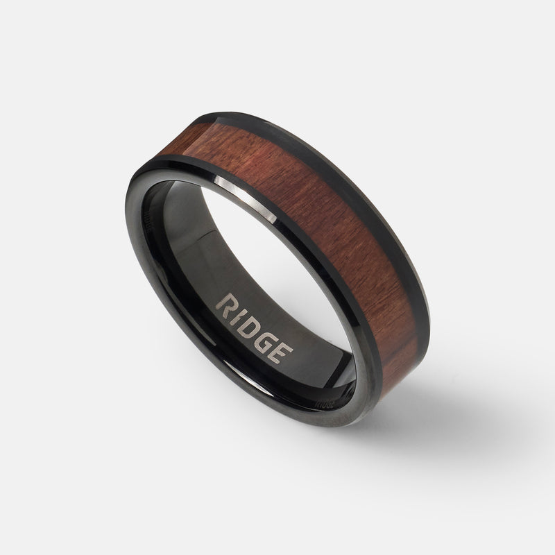 8mm Geslepen Ring Set - Mopane Hout