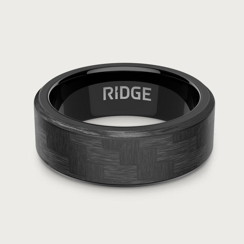 8mm Beveled Ring Set - Carbon Fiber 3K