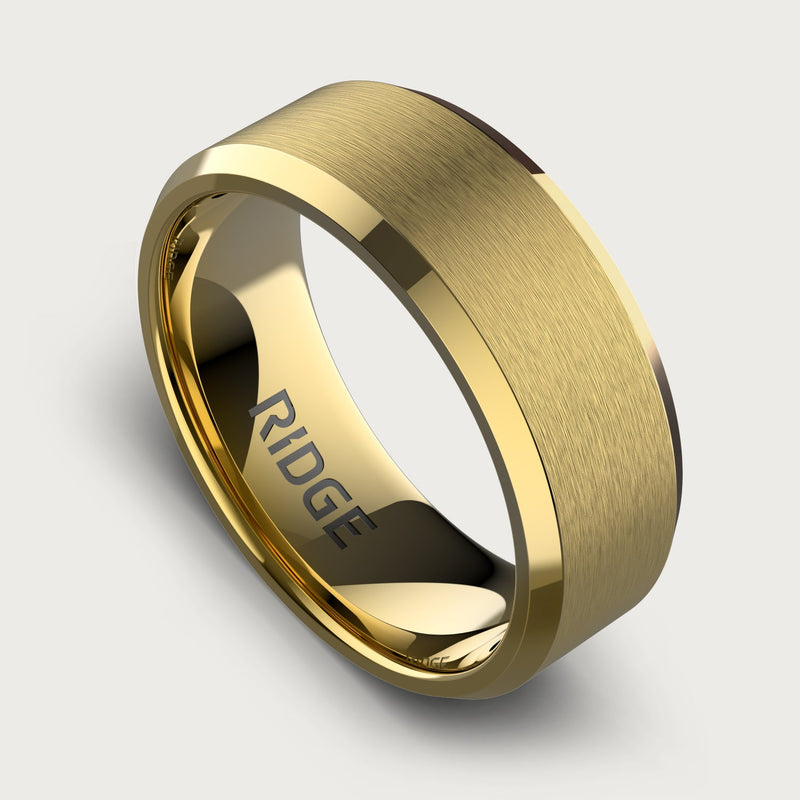 8 mm abgeschrägtes Ring-Set - 24K Gold - Tantalum