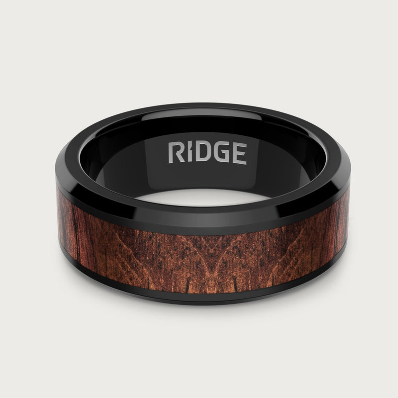 8 mm abgeschrägtes Ring-Set - Mopane Wood