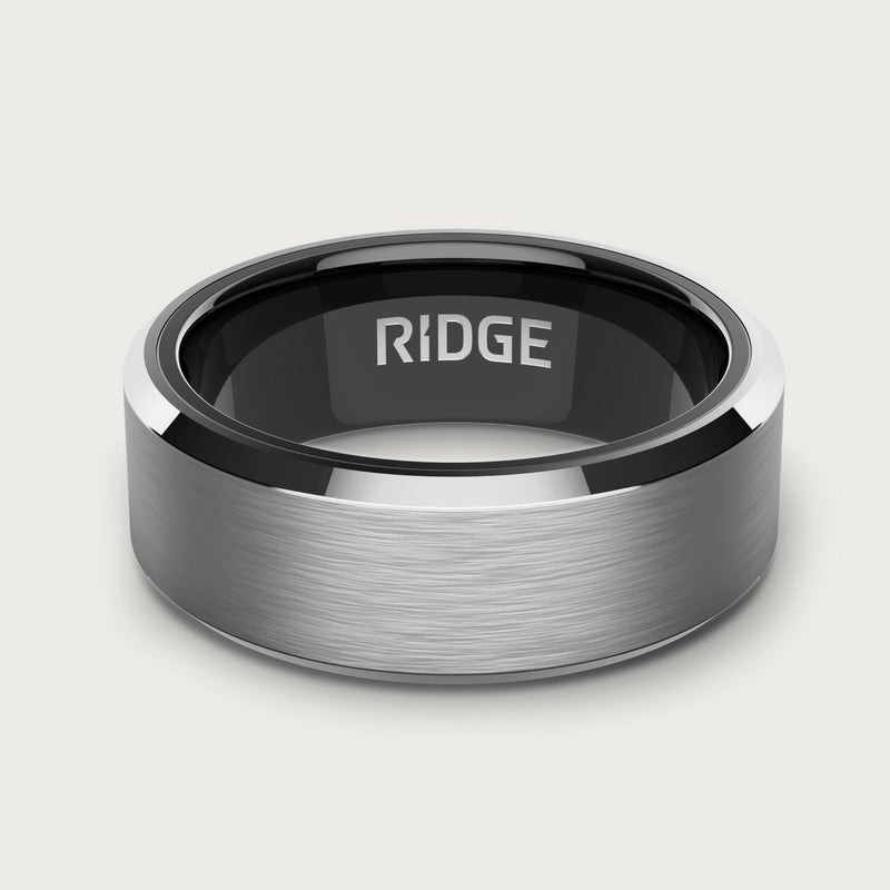 8mm Beveled Ring Set - Platinum