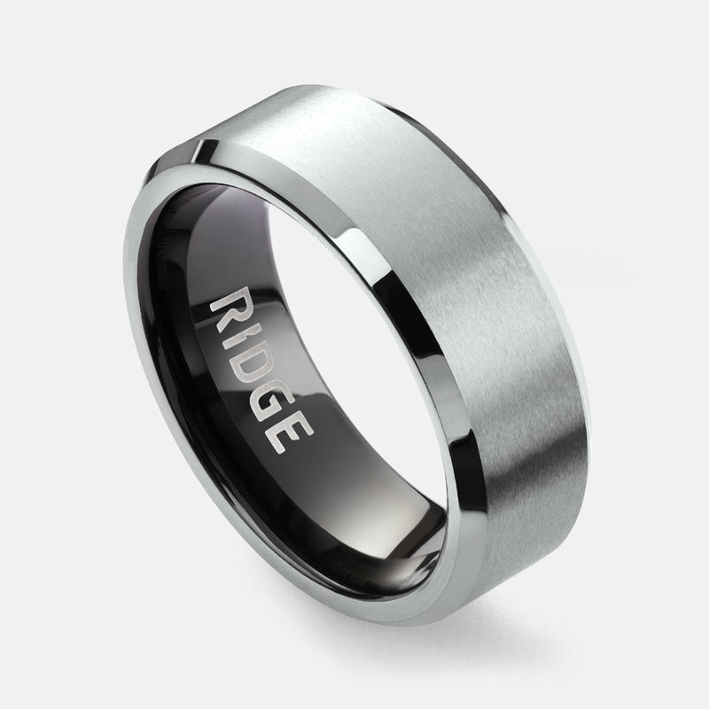 8mm Afgeschuinde Ring Set - Platina