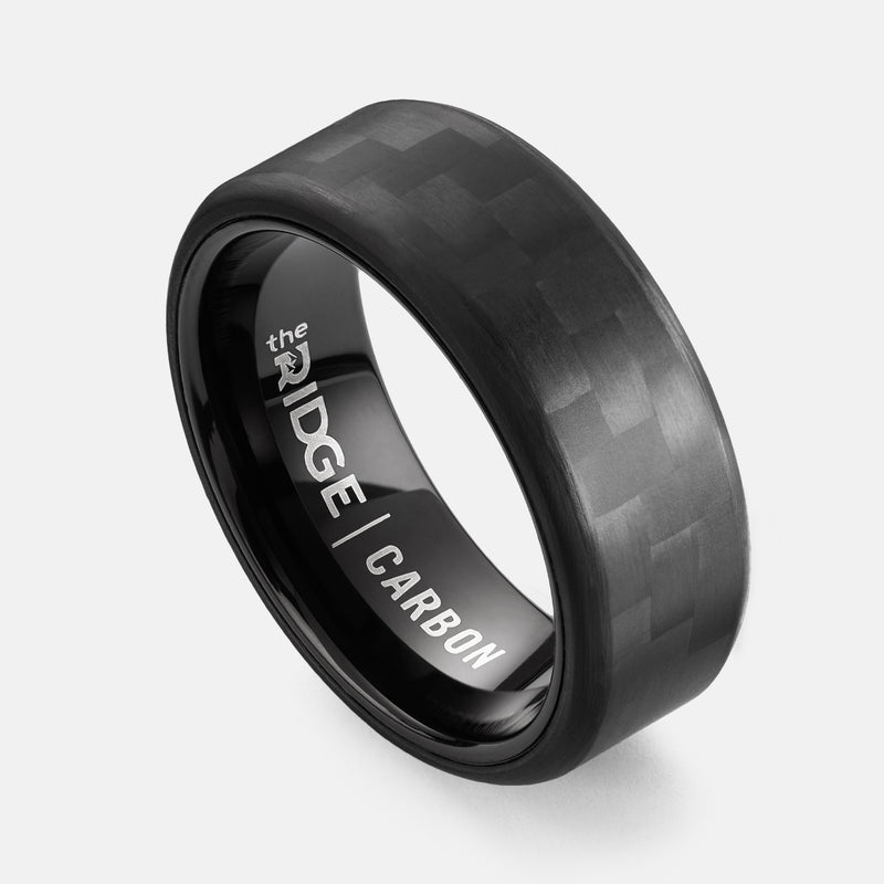 8mm Afgeschuinde Ring Set - Carbon Fiber 3K