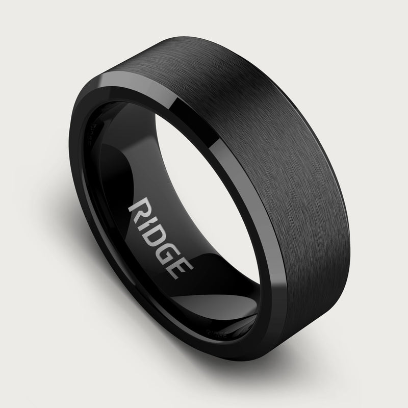 8mm Beveled Ring Set - Royal Black