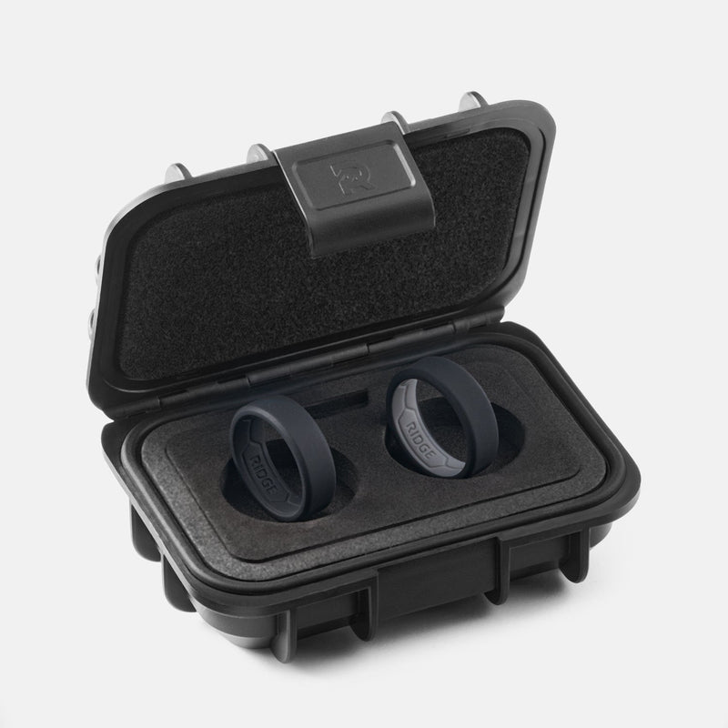 8mm Siliconen Ring Set - Royal Black