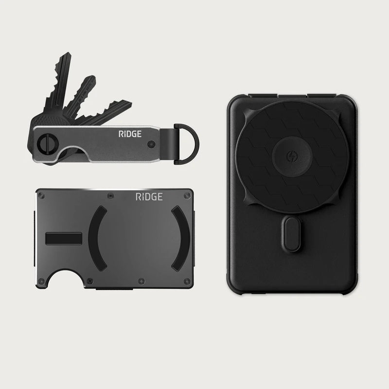 Ridge Portemonnee voor MagSafe + powerbank + keycase - Gunmetal + Matte Black + Gunmetal