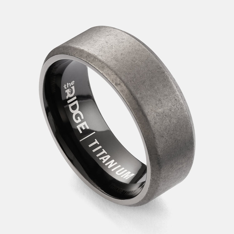 8mm Afgeschuinde Ringset - Stonewashed Titanium
